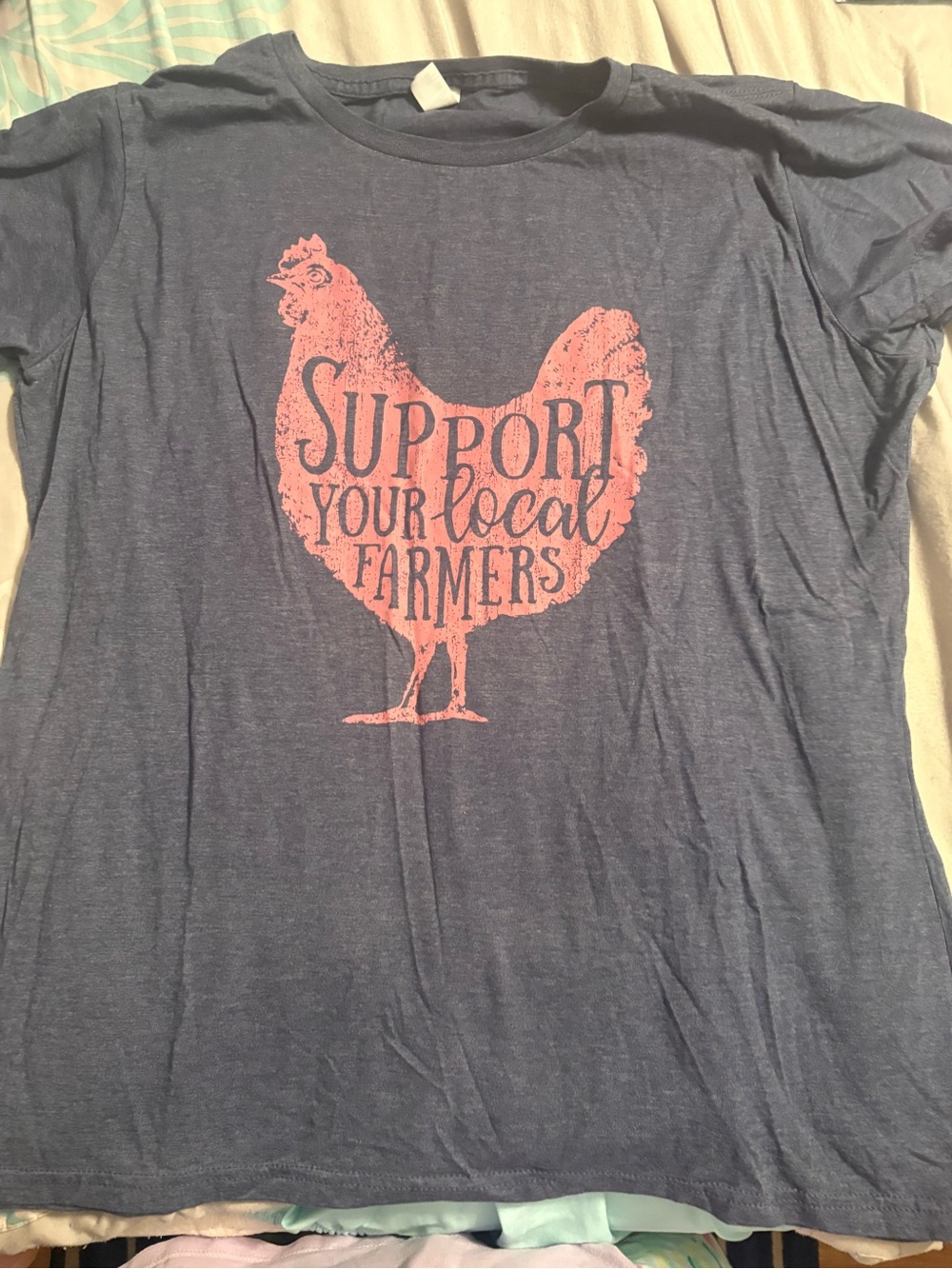 Support Your Local Farmers Graphic Tee - Blue/Pink